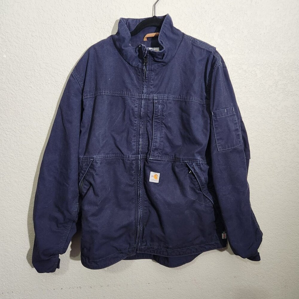 Carhartt Full Swing FR Work Jacket Navy Large Cotton Blue